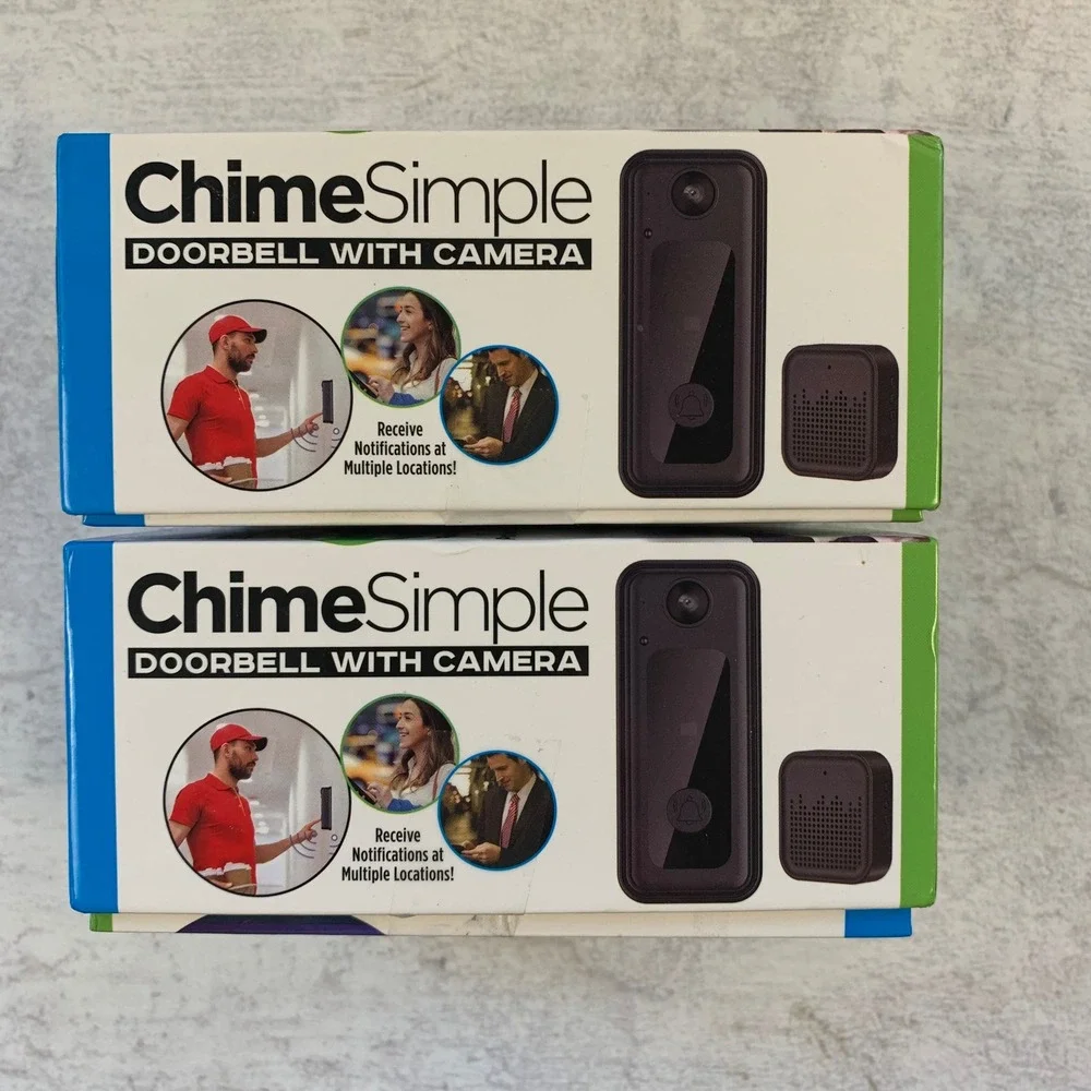2 ChimeSimple Doorbells With Cameras HD 125 Degree Wide‎ Angle Lens Easy Install